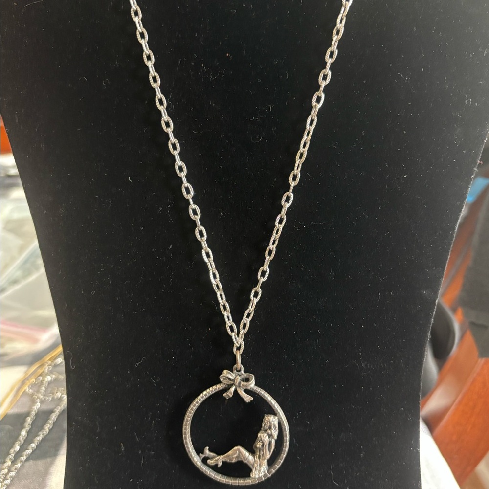 Vintage Bow Girl Pendant Necklace